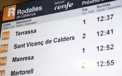 Imatge d'un panell informatiu de Rodalies